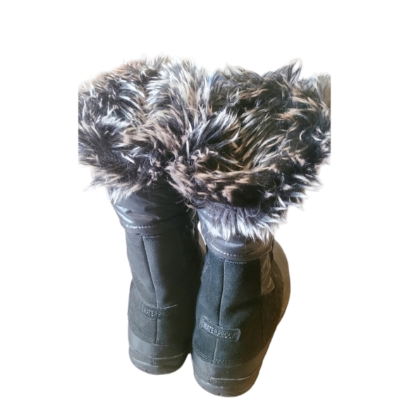 Northface Prima Loft Black Suede Fur Snow Boots Weather Proof 200 Gram Lace Up - Picture 4 of 7